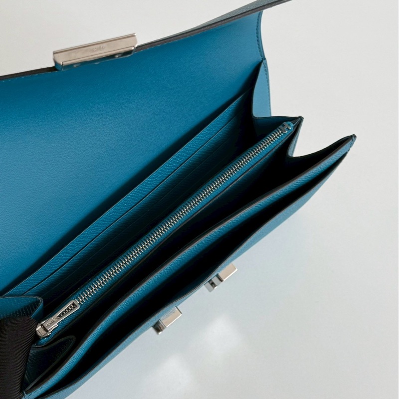 99新🆕 Hermès 愛馬仕 Constance 長款錢包 海峽綠銀釦-8