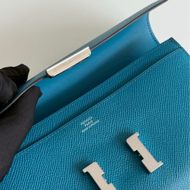 99新🆕 Hermès 愛馬仕 Constance 長款錢包 海峽綠銀釦-9