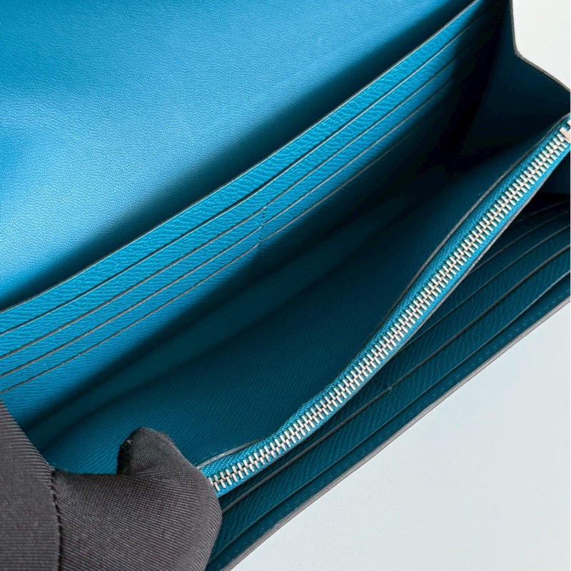 99新🆕 Hermès 愛馬仕 Constance 長款錢包 海峽綠銀釦-10