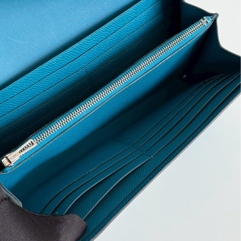 99新🆕 Hermès 愛馬仕 Constance 長款錢包 海峽綠銀釦-11