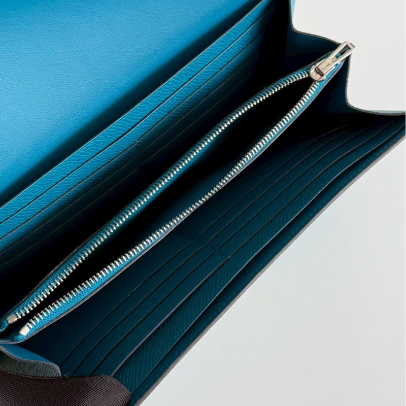 99新🆕 Hermès 愛馬仕 Constance 長款錢包 海峽綠銀釦-13