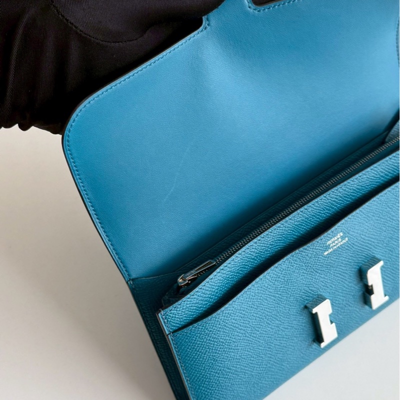 99新🆕 Hermès 愛馬仕 Constance 長款錢包 海峽綠銀釦-14