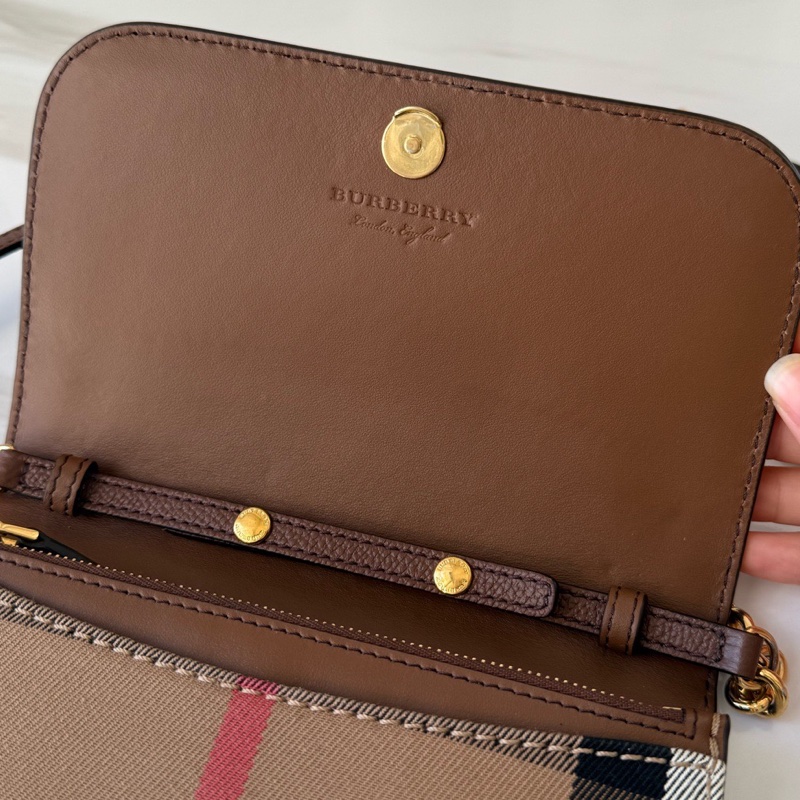 Burberry 巴寶莉  格紋 信封包 女士鏈條包 🈚附件-9