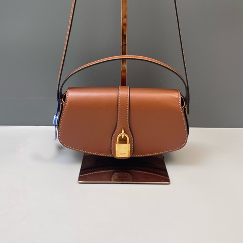 98新Celine復古棕光面牛皮鎖頭包