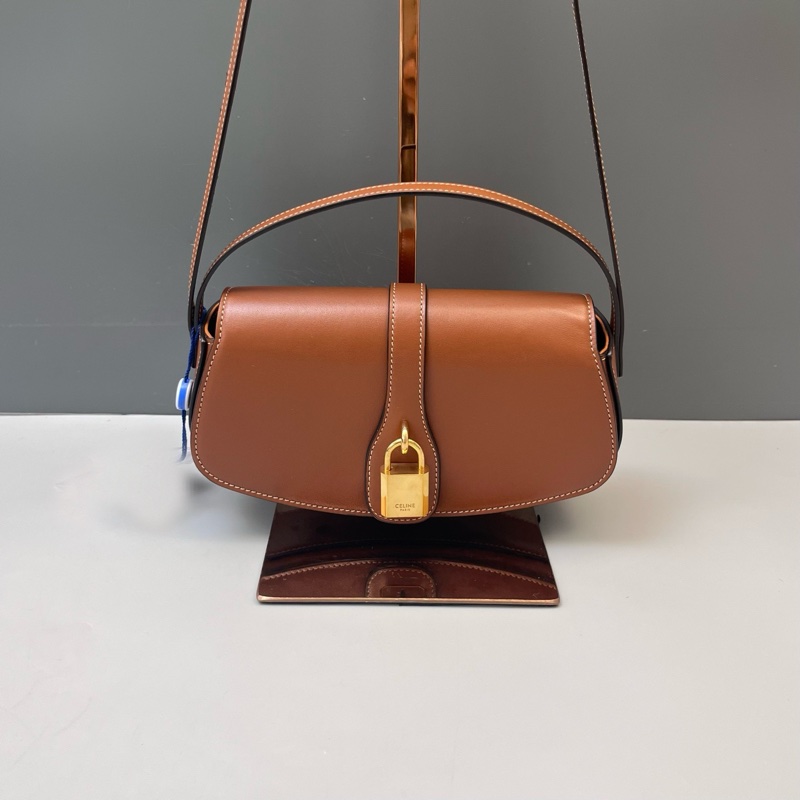 98新Celine復古棕光面牛皮鎖頭包-0