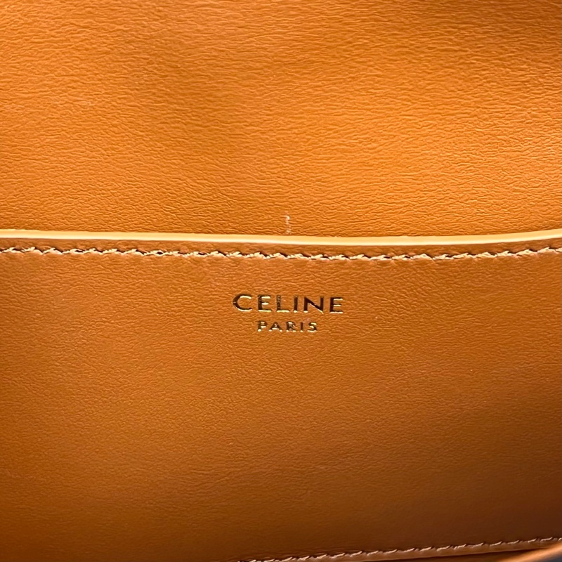 98新Celine復古棕光面牛皮鎖頭包-6
