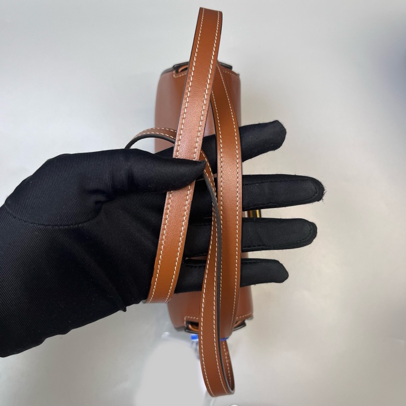 98新Celine復古棕光面牛皮鎖頭包-7