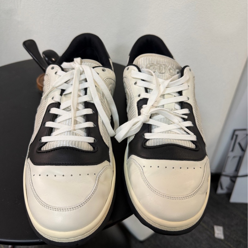 97🆕 GUCCI古馳 MAC80 皮革 低幫系帶 時尚板鞋 男款 白黑 40.5碼-1