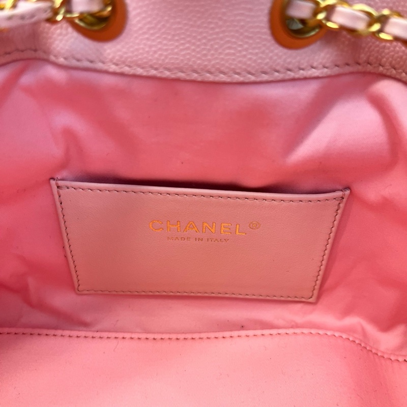 Chanel香奈兒 26C 25bag mini 淺粉色金扣荔枝牛皮芯片款  附件：單包-7