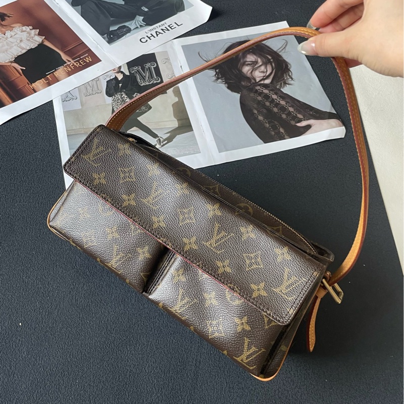 LV 路易威登中古駱駝包小號。-0