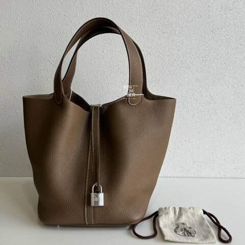 98新🤎 Hermès 愛馬仕 Picotin 22 大象灰銀釦