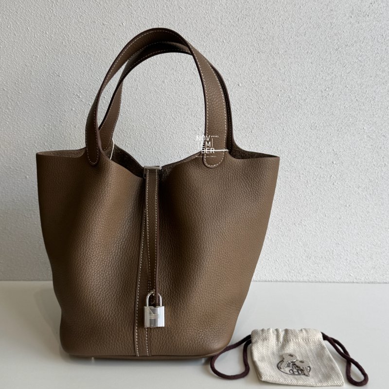 98新🤎 Hermès 愛馬仕 Picotin 22 大象灰銀釦-0