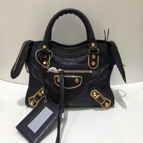 「JL精品代購」98新 Balenciaga 巴黎世家 經典機車包 黑金