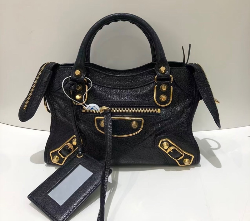 「JL精品代購」98新 Balenciaga 巴黎世家 經典機車包 黑金-0