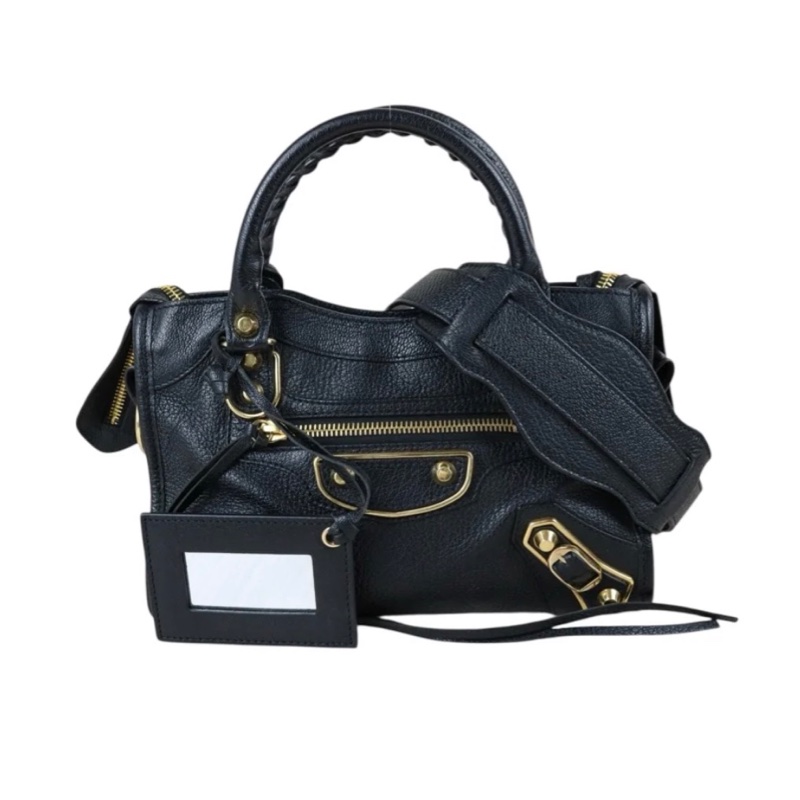 「JL精品代購」98新 Balenciaga 巴黎世家 經典機車包 黑金-2