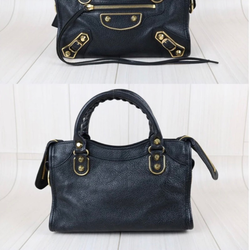 「JL精品代購」98新 Balenciaga 巴黎世家 經典機車包 黑金-3