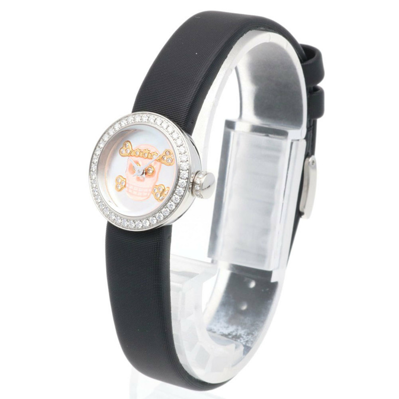 Dior La腕錶，不鏽鋼錶殼，石英機芯，女士款，鑲鑽錶圈，白色錶殼，骷髏頭圖案。 (CD040110-J)-2