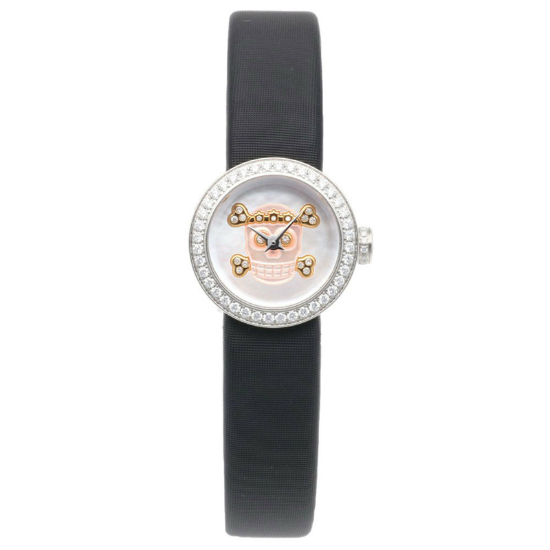 Dior La腕錶，不鏽鋼錶殼，石英機芯，女士款，鑲鑽錶圈，白色錶殼，骷髏頭圖案。 (CD040110-J)-7