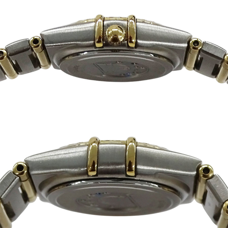 歐米茄星座系列迷你1267.15女錶，品牌名稱，鑲鑽，石英機芯，不銹鋼(SS)/黃金(YG)組合，全條錶帶-2