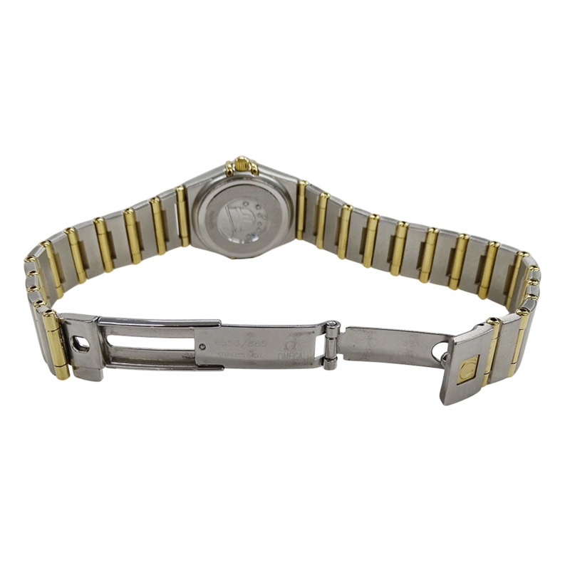 歐米茄星座系列迷你1267.15女錶，品牌名稱，鑲鑽，石英機芯，不銹鋼(SS)/黃金(YG)組合，全條錶帶-3