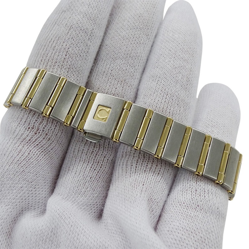 歐米茄星座系列迷你1267.15女錶，品牌名稱，鑲鑽，石英機芯，不銹鋼(SS)/黃金(YG)組合，全條錶帶-4