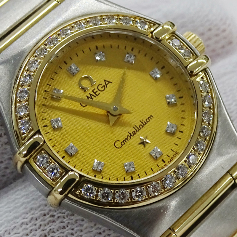歐米茄星座系列迷你1267.15女錶，品牌名稱，鑲鑽，石英機芯，不銹鋼(SS)/黃金(YG)組合，全條錶帶-14
