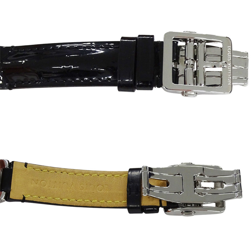 路易威登 (Louis Vuitton) 女士腕錶 Tambour Forever 鑽石石英 QZ 不鏽鋼 SS 皮革 Q12M5 銀色黑色-4