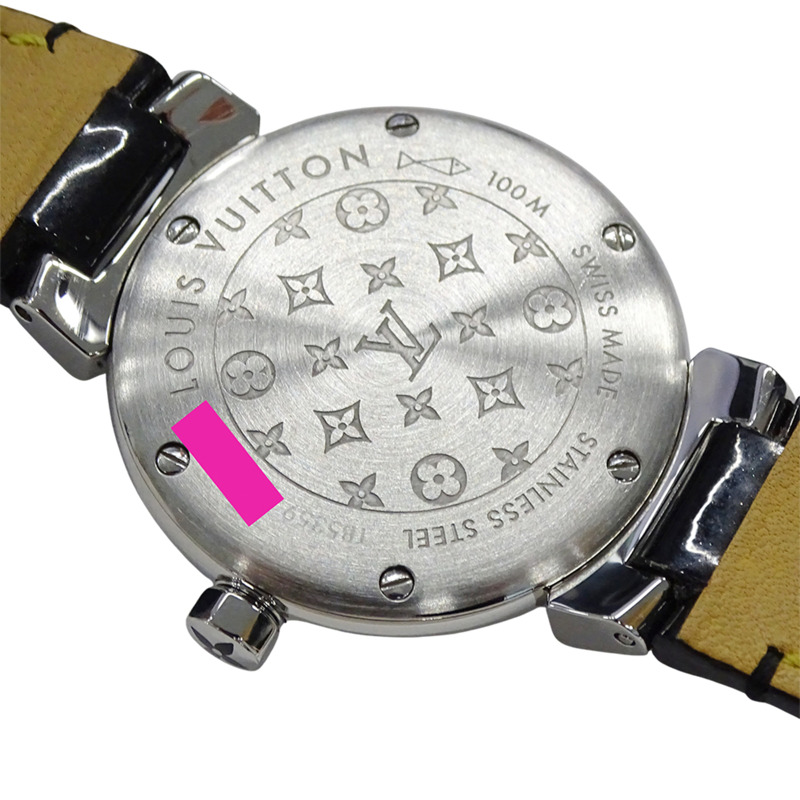 路易威登 (Louis Vuitton) 女士腕錶 Tambour Forever 鑽石石英 QZ 不鏽鋼 SS 皮革 Q12M5 銀色黑色-5