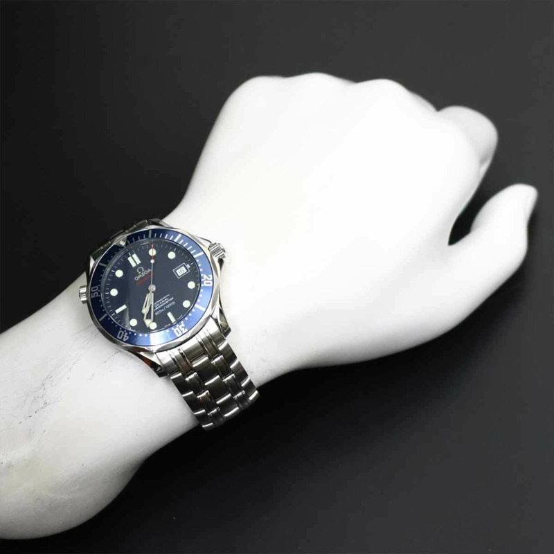 歐米茄海馬系列專業300公尺同軸天文台認證腕錶222080，男士腕錶，日期顯示，海軍藍，自動上鍊機芯-3