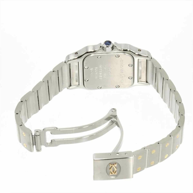 卡地亞 Santos Galbee SM W20012C4 雙色女錶，象牙色及18K黃金，石英錶-3