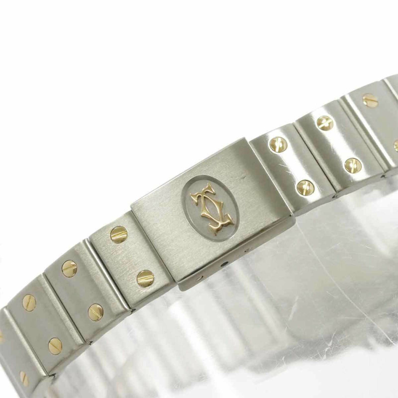 卡地亞 Santos Galbee SM W20012C4 雙色女錶，象牙色及18K黃金，石英錶-5