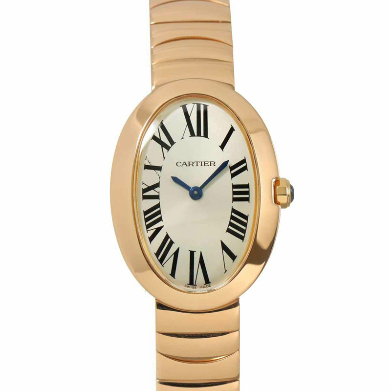 卡地亞 Baignoire SM W8000005 女士腕錶，銀色，18K 玫瑰金，實心石英錶-0