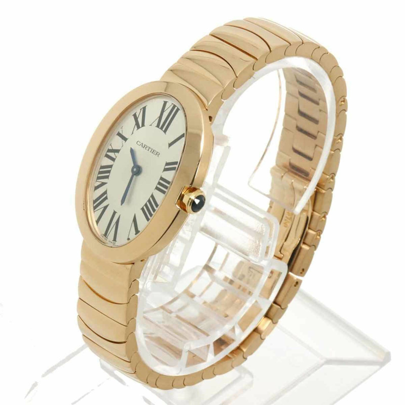 卡地亞 Baignoire SM W8000005 女士腕錶，銀色，18K 玫瑰金，實心石英錶-2