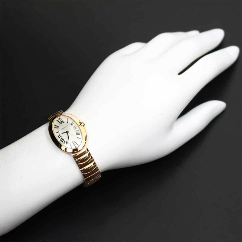 卡地亞 Baignoire SM W8000005 女士腕錶，銀色，18K 玫瑰金，實心石英錶-3