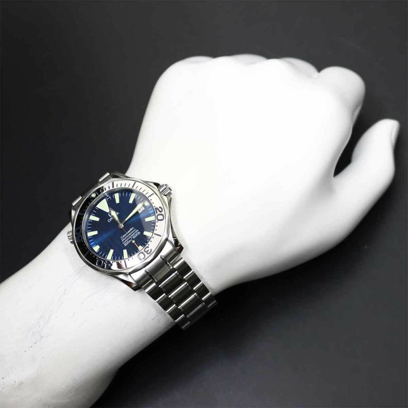 歐米茄海馬系列專業潛水錶300 2255 80 男士腕錶，日期顯示，藍色錶盤，自動機械機芯-2