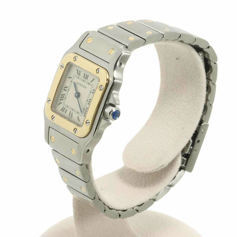 卡地亞 Santos Galbee SM W20012C4 雙色女錶，象牙色及18K黃金，石英錶-1