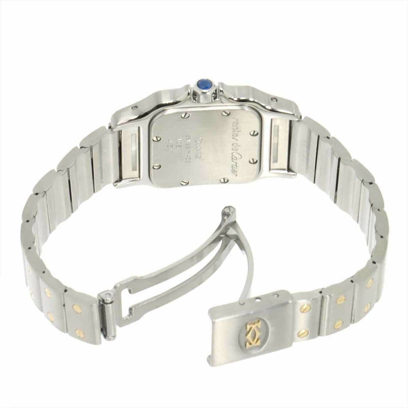 卡地亞 Santos Galbee SM W20012C4 雙色女錶，象牙色及18K黃金，石英錶-3