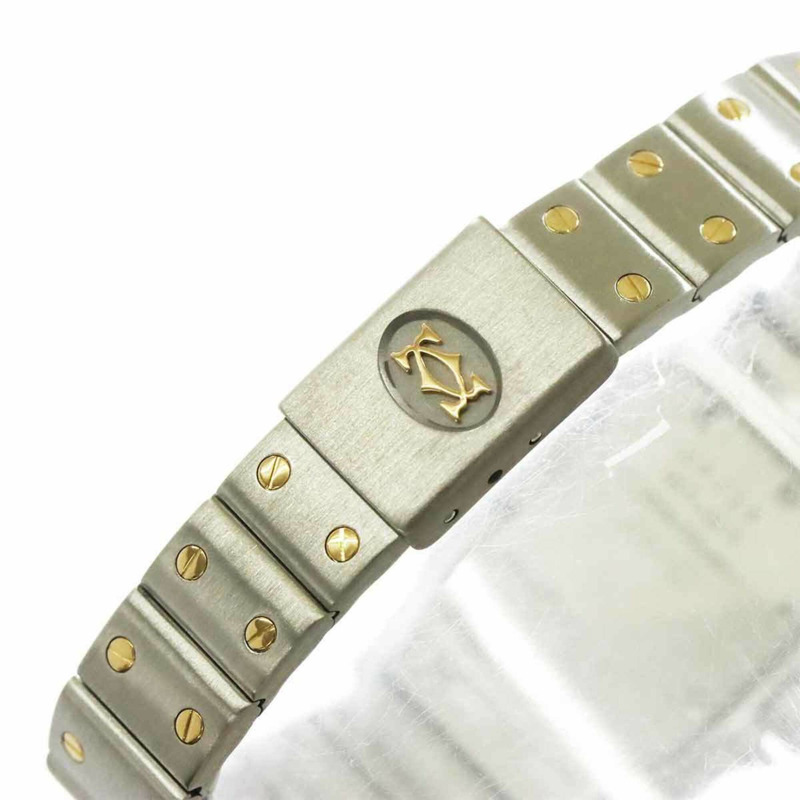 卡地亞 Santos Galbee SM W20012C4 雙色女錶，象牙色及18K黃金，石英錶-5