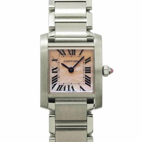 卡地亞 Tank Française SM W51028Q3 女士腕錶，粉紅錶殼，石英錶