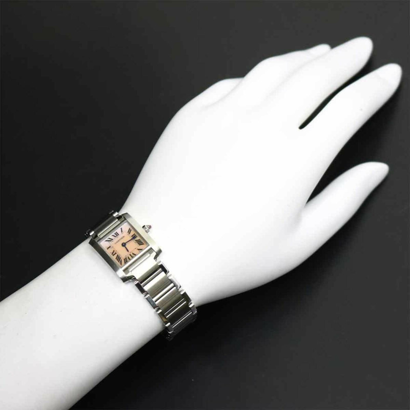 卡地亞 Tank Française SM W51028Q3 女士腕錶，粉紅錶殼，石英錶-3