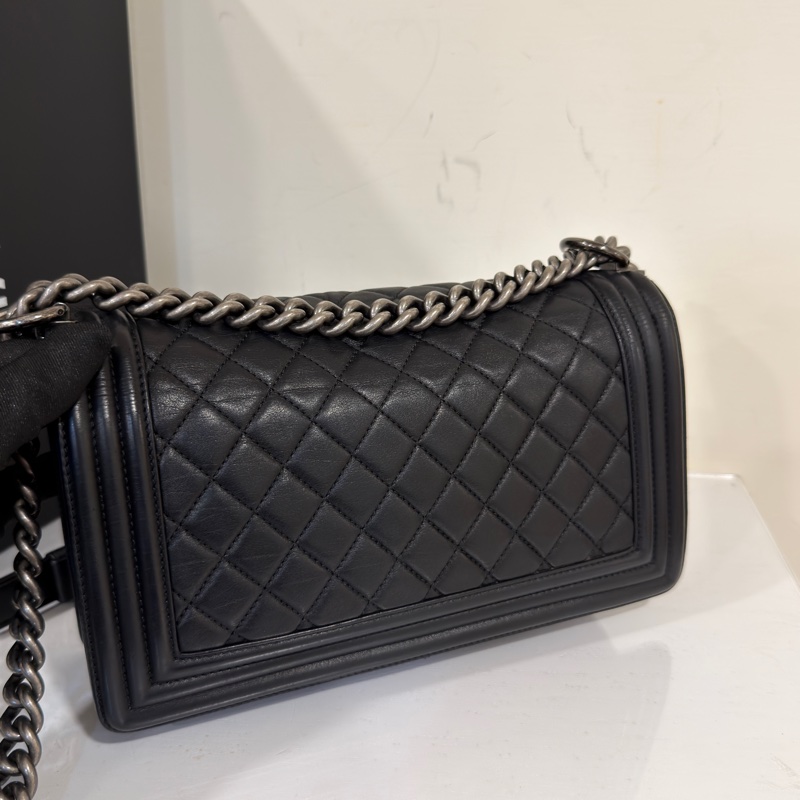 香奈兒黑銀Leboy25中號鏈條包 #9新閒置 #全配🈶購證-2