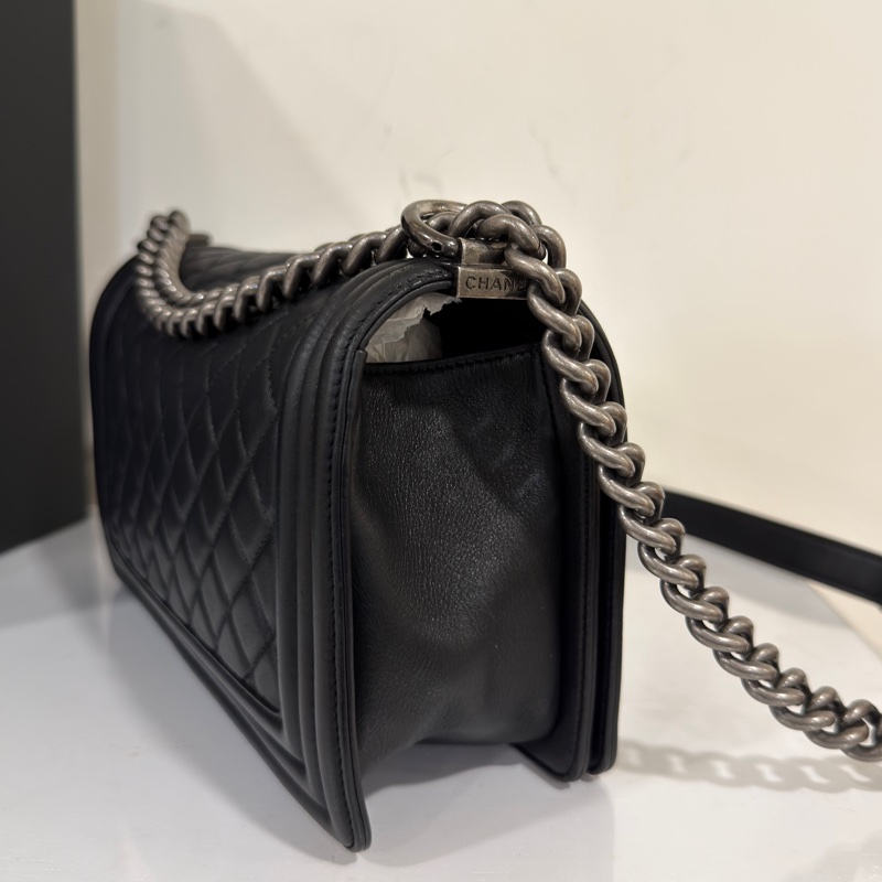 香奈兒黑銀Leboy25中號鏈條包 #9新閒置 #全配🈶購證-3