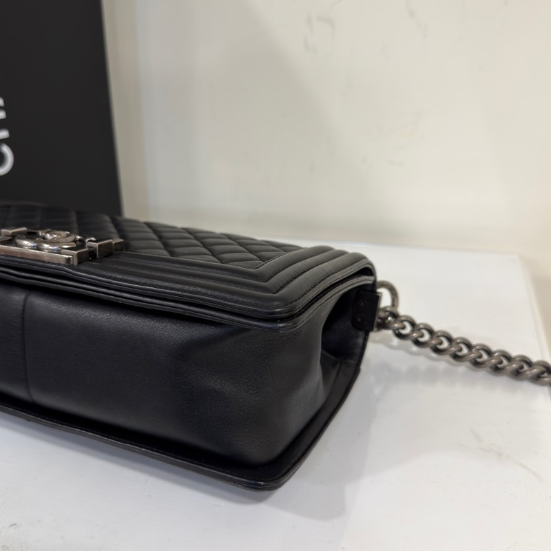 香奈兒黑銀Leboy25中號鏈條包 #9新閒置 #全配🈶購證-6