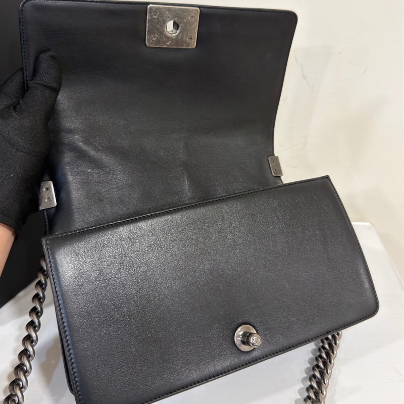 香奈兒黑銀Leboy25中號鏈條包 #9新閒置 #全配🈶購證-7