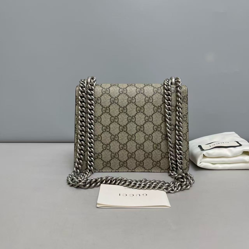 Gucci 古馳 酒神 老花卡其鏈條包 小號-1