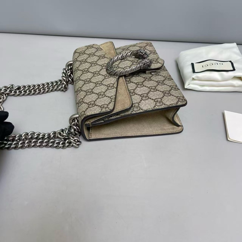 Gucci 古馳 酒神 老花卡其鏈條包 小號-2