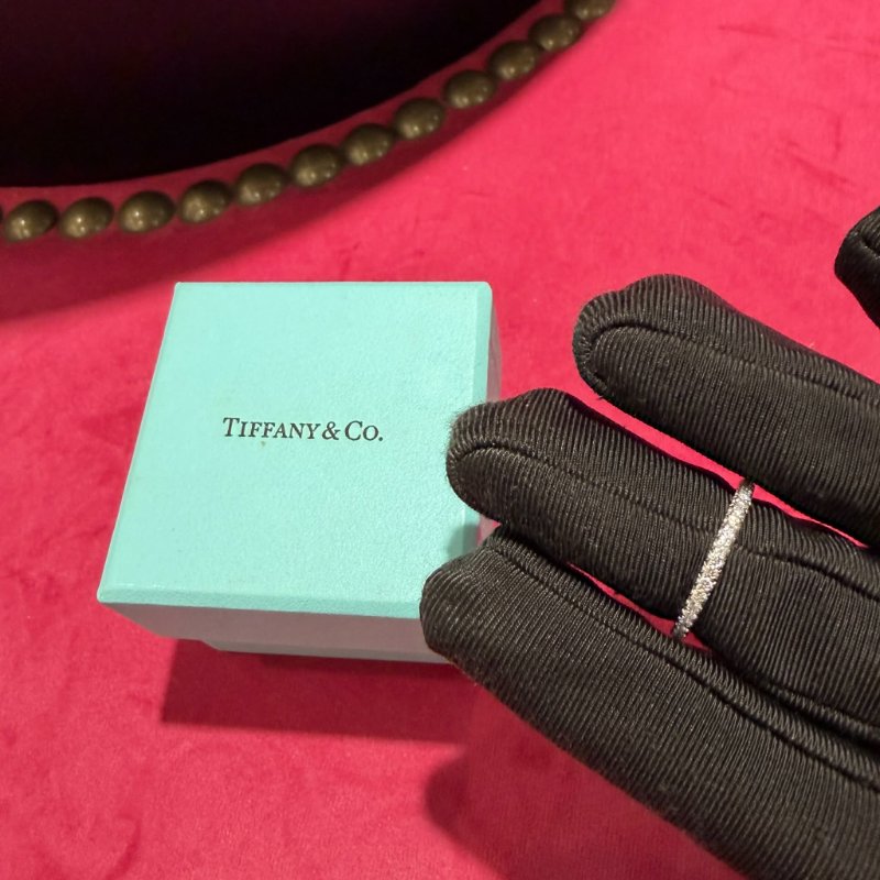 TIFFANY&CO 柏金PT950排鑽戒指 12號-0