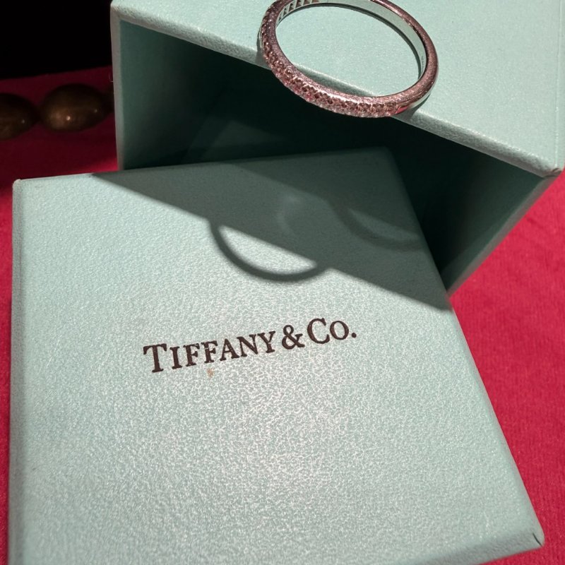TIFFANY&CO 柏金PT950排鑽戒指 12號-1