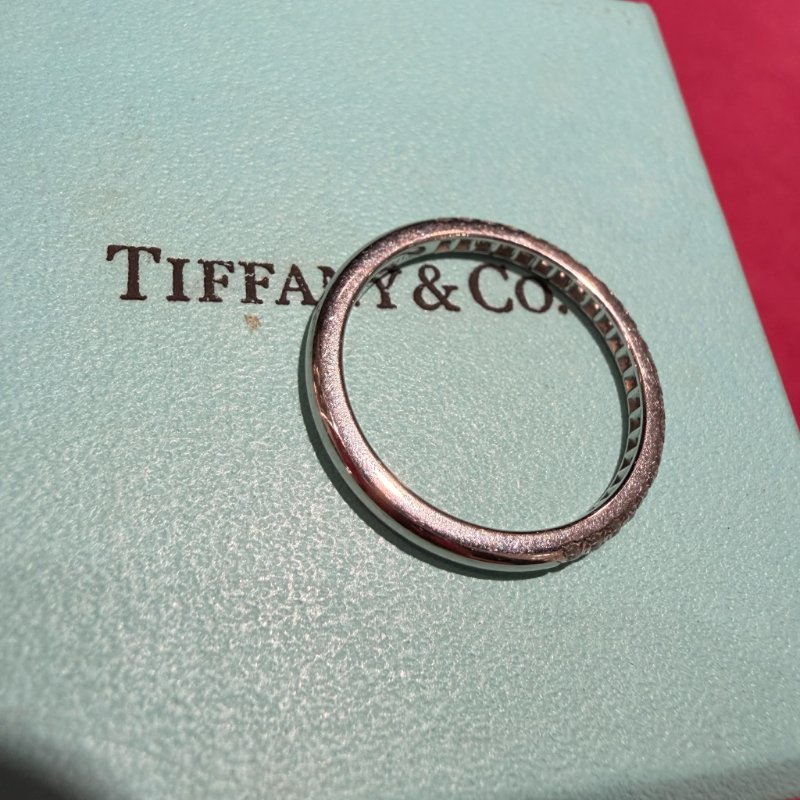 TIFFANY&CO 柏金PT950排鑽戒指 12號-2