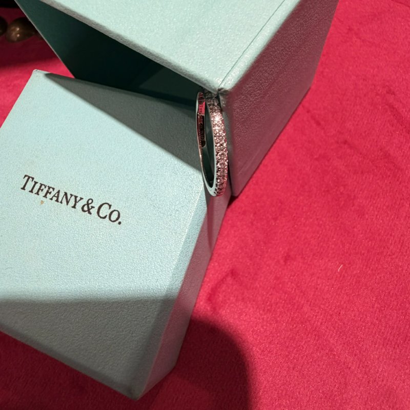 TIFFANY&CO 柏金PT950排鑽戒指 12號-4